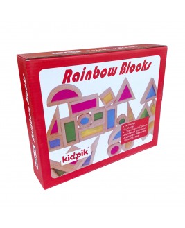 Hamaha Eğitici Ahşap Oyuncak Ahşap Gökkuşağı Rainbow Blokları 24 Parça Rainbow