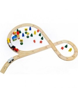 Hamaha Educational Wooden Toy 48 Piece Train Track Set