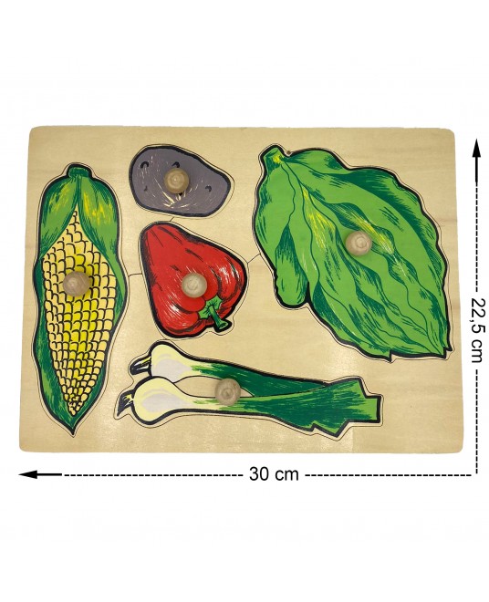 Hamaha Eğitici Ahşap Oyuncak Renkli Sebzeler Temalı Çivili Puzzle Yapboz