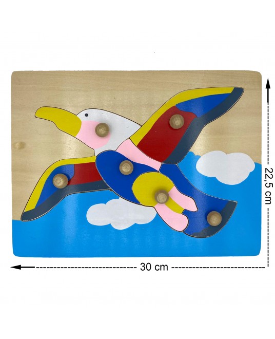 Hamaha Eğitici Ahşap Oyuncak Renkli Kuş Temalı Çivili Puzzle Yapboz