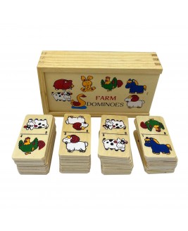 Hamaha Educational Wooden Toy 28 Pieces Farm Domino Game