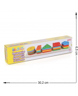 Hamaha Eğitici Ahşap Oyuncak Dikdörtgen 5'li Sütun Geometrik Şekil