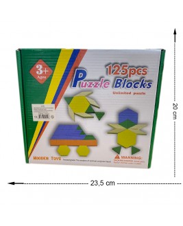 Hamaha Eğitici Ahşap Oyuncak Ahşap 125 Parça Tangram Puzzle