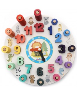 Hamaha Educational Wooden Toy Geometric Shaped Logarithmic Clock