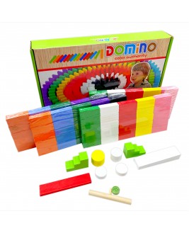 Hamaha Educational Wooden Toy 200 Pieces Colorful Domino Game