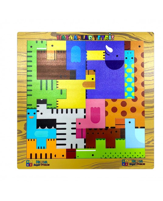 Hamaha Eğitici Ahşap Oyuncak Hayvanlar Animals Puzzle Yapboz Bultak Tetris